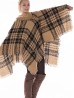 Loose Neck Poncho W/ Plaid